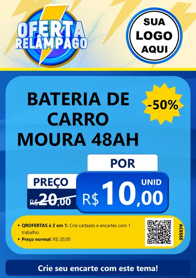 Modelo de Cartaz para Cartaz A4 Vertical com o tema Oferta Relâmpago para Baterias Elétricas
