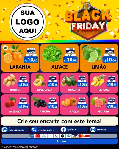Modelo de Rede Social para Feed Instagram com o tema Black Friday para Hortifrúti