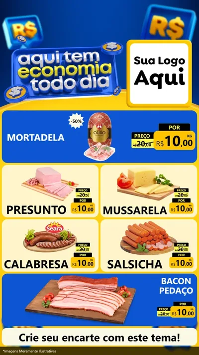 Modelo de TV para TV Vertical com o tema Aqui Tem Economia Todo Dia para Frios e Laticínios