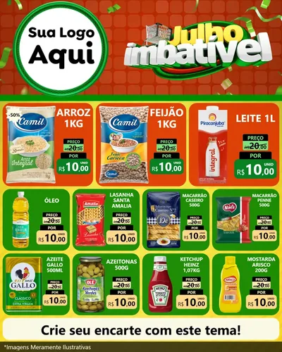 Modelo de Rede Social para Feed Instagram com o tema Julho Imbatível para Supermercado