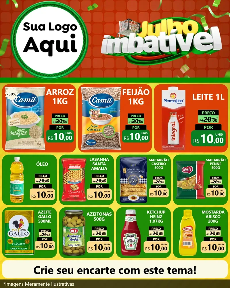 Modelo de Rede Social para Feed Instagram com o tema Julho Imbatível para Supermercado
