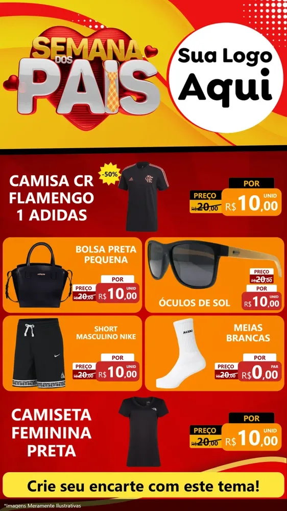 Modelo de TV para TV Vertical com o tema Semana Dos Pais para Roupas e acessórios