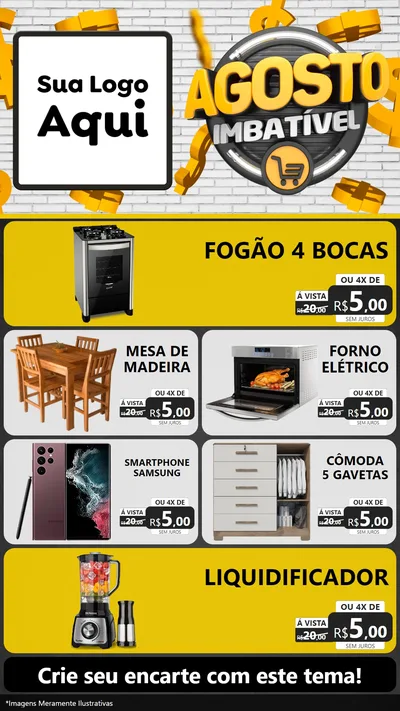 Modelo de TV para TV Vertical com o tema Agosto imbatível para Móveis e Eletro