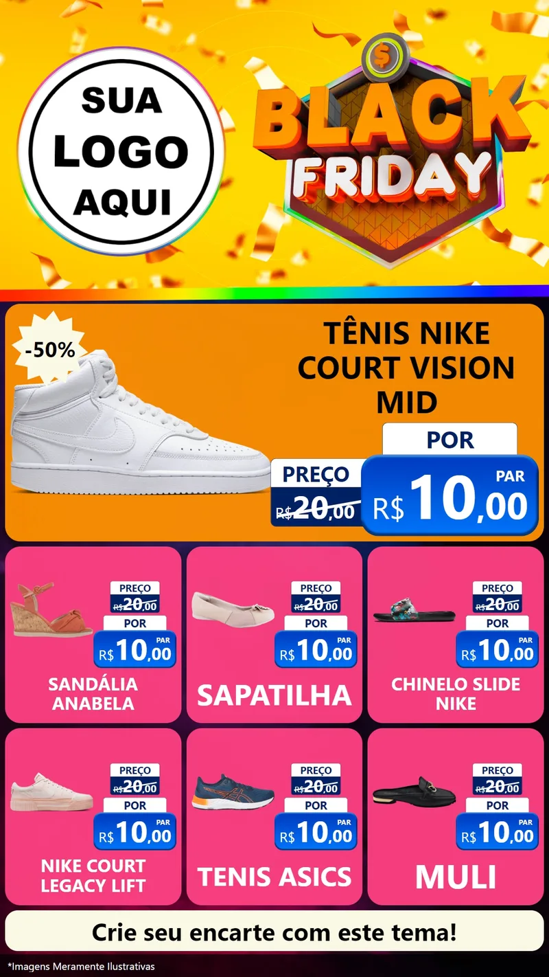 Modelo de Rede Social para Stories com o tema Black Friday para Calçados