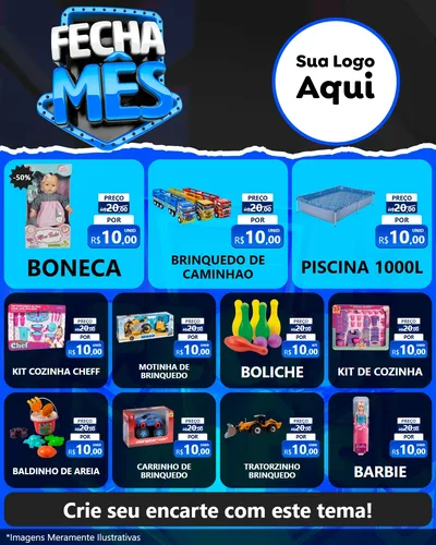 Modelo de Rede Social para Feed Instagram com o tema Fecha Mês para Brinquedos