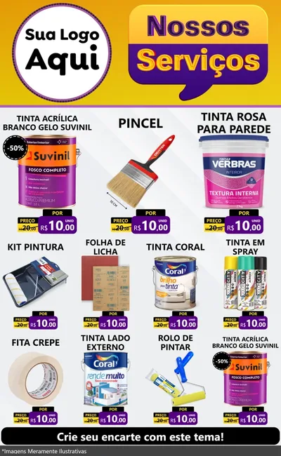 Modelo de Encarte para Encarte Grande com o tema Nossos Serviços para Tintas e Ferramentas