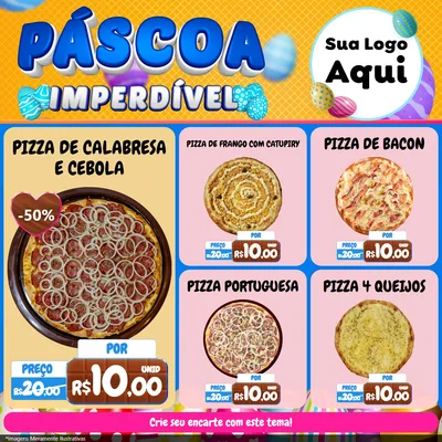 Modelo de Rede Social para Feed Facebook com o tema Páscoa Imperdível para Pizzaria