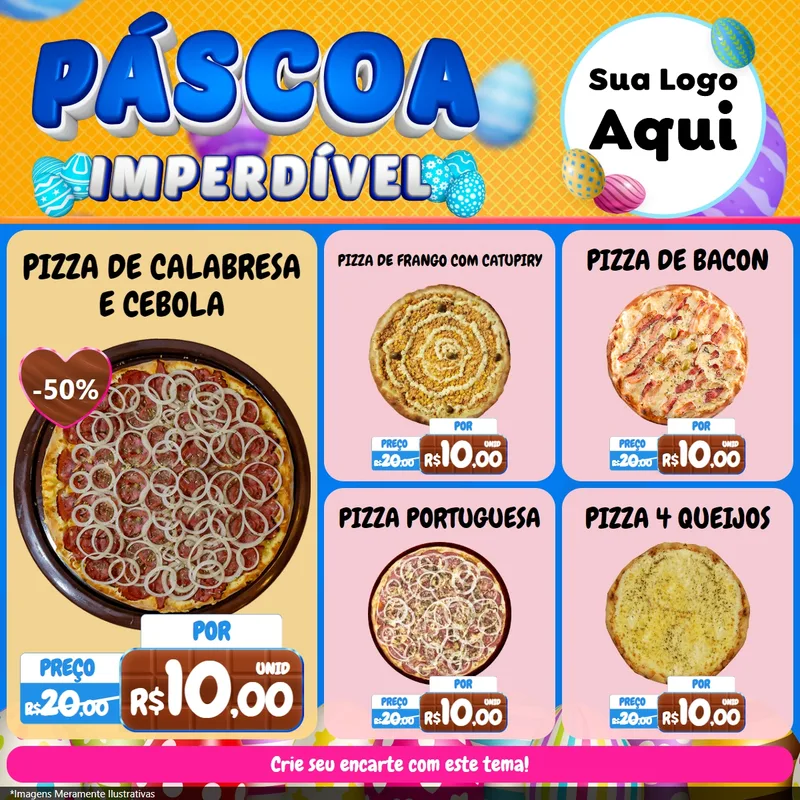 Modelo de Rede Social para Feed Facebook com o tema Páscoa Imperdível para Pizzaria
