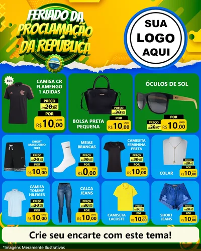 Modelo de Rede Social para Feed Instagram com o tema Feriado da Proclamação da República para Roupas e acessórios