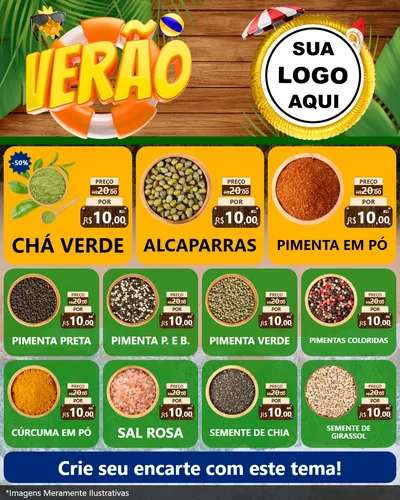 Modelo de Rede Social para Feed Instagram com o tema Verão para Produtos Naturais