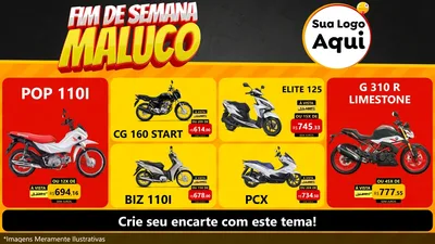 Modelo de TV para TV Horizontal com o tema Final de Semana Maluco para Concessionaria de Motos