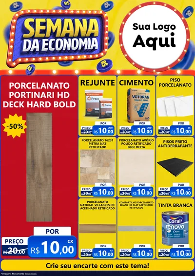 Modelo de Encarte para Encarte A4 Vertical com o tema Semana da Economia para Pisos e revestimentos