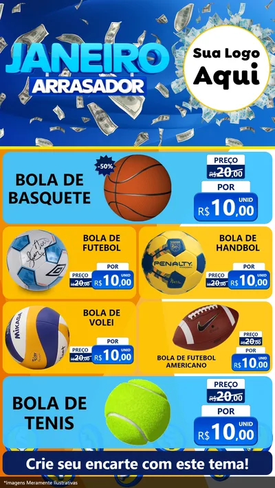 Modelo de TV para TV Vertical com o tema Janeiro Arrasador para Artigos Esportivos