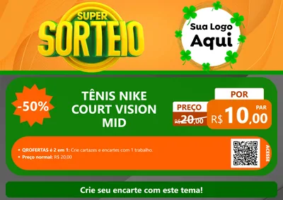 Modelo de Cartaz para Cartaz A4 Horizontal com o tema Super Sorteio para Calçados