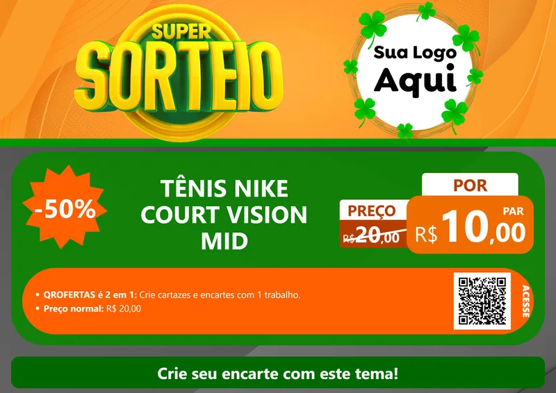 Modelo de Cartaz para Cartaz A4 Horizontal com o tema Super Sorteio para Calçados