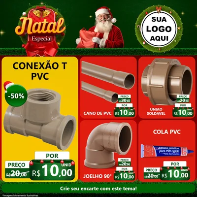 Modelo de Rede Social para Feed Facebook com o tema Natal Especial para Tubos e conexões