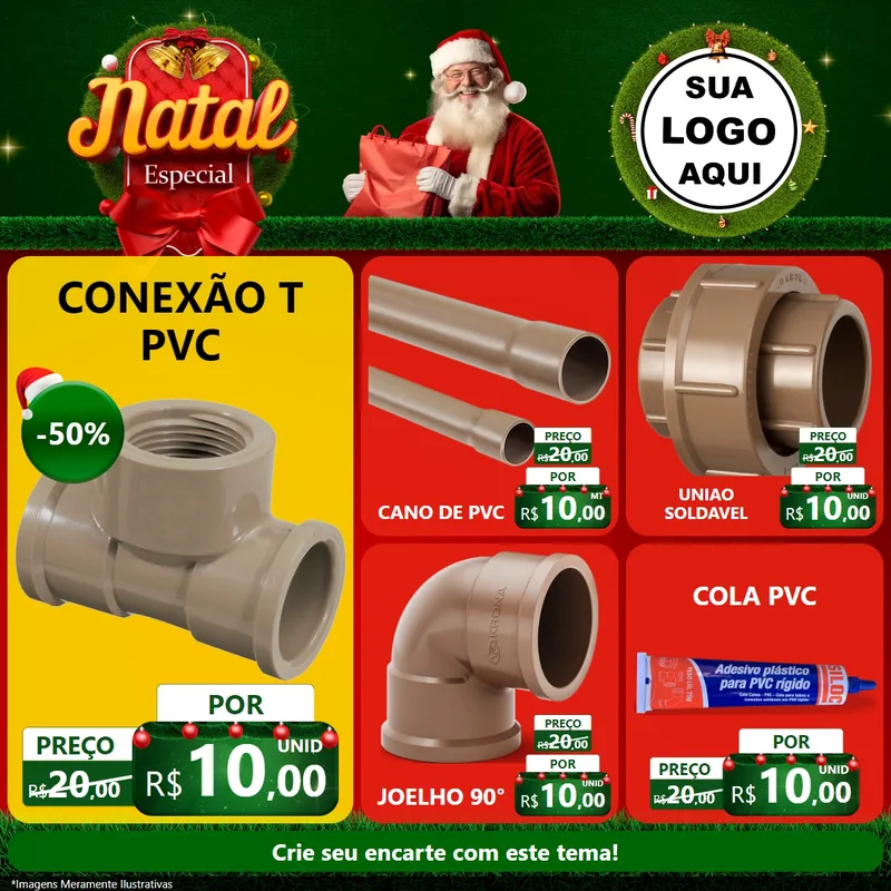 Modelo de Rede Social para Feed Facebook com o tema Natal Especial para Tubos e conexões