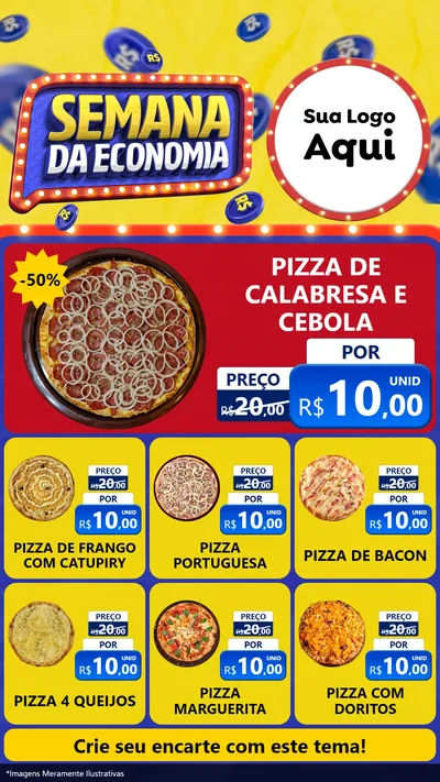 Modelo de Rede Social para Stories com o tema Semana da Economia para Pizzaria