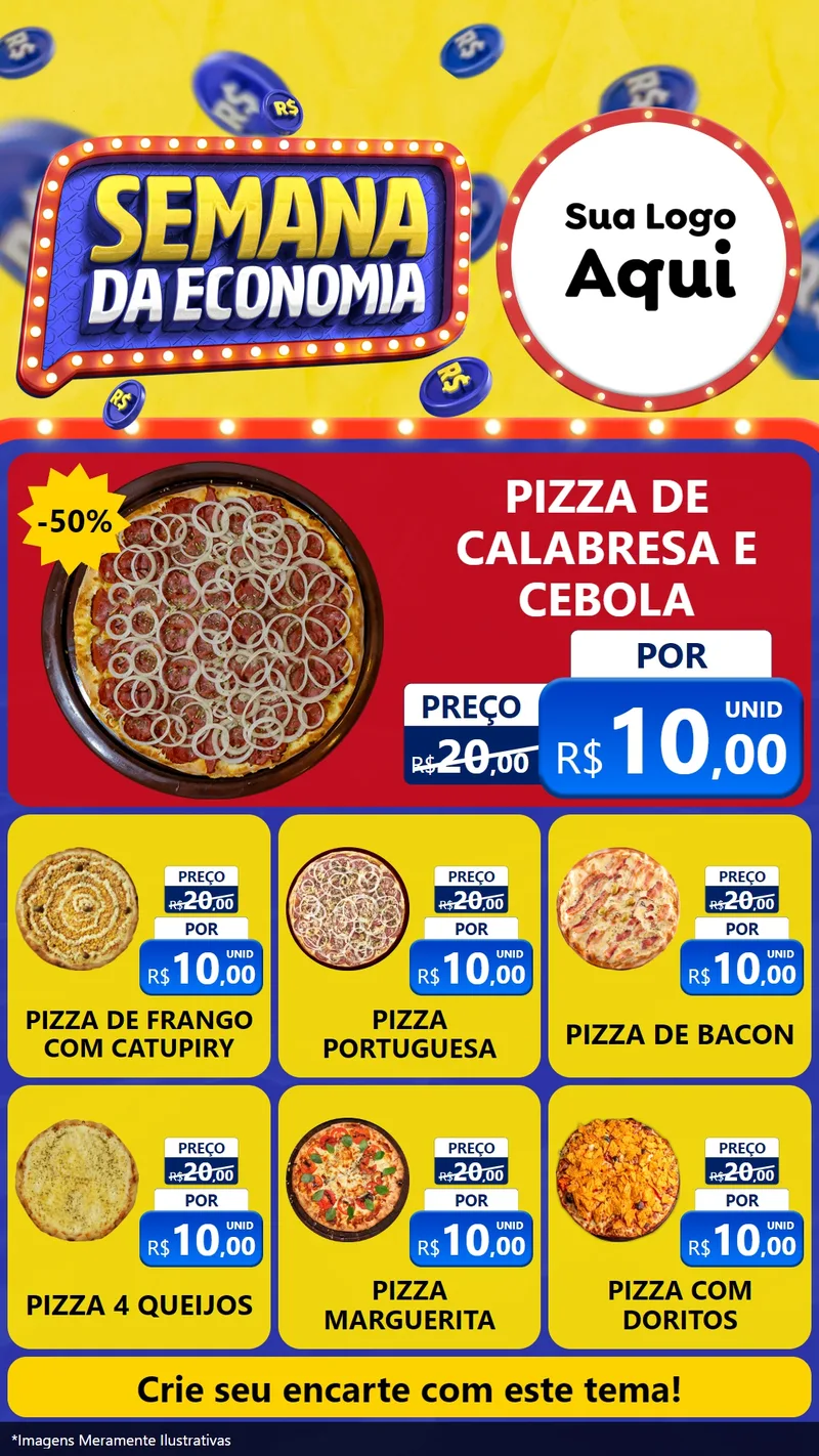 Modelo de Rede Social para Stories com o tema Semana da Economia para Pizzaria