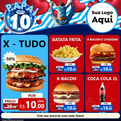 Modelo de Rede Social para Feed Facebook com o tema Papai Nota 10 para Hamburgueria