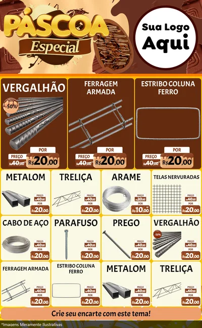 Modelo de Encarte para Encarte Grande com o tema Páscoa Especial para Ferragens