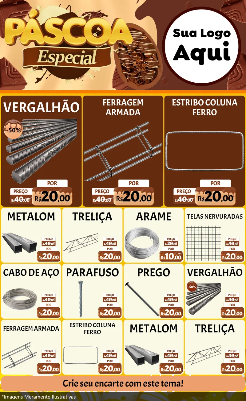 Modelo de Encarte para Encarte Grande com o tema Páscoa Especial para Ferragens