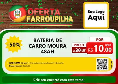 Modelo de Cartaz para Cartaz A4 Horizontal com o tema Oferta Farroupilha para Baterias Elétricas