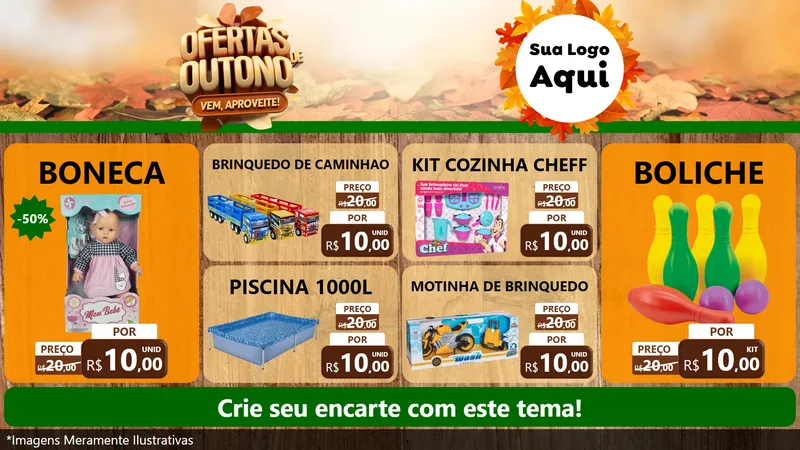 Modelo de TV para TV Horizontal com o tema Ofertas de Outono - Vem, Aproveite! para Brinquedos