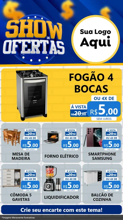 Modelo de Rede Social para Stories com o tema Show de Ofertas para Móveis e Eletro