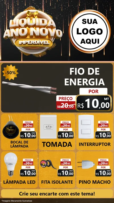 Modelo de Rede Social para Stories com o tema Liquida Ano Novo Imperdível para Materiais Elétricos