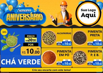 Modelo de Encarte para Encarte A4 Horizontal com o tema Semana de Aniversário para Produtos Naturais