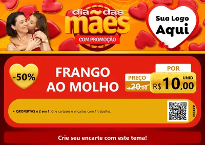 Modelo de Cartaz para Cartaz A4 Horizontal com o tema Dia das Mães com Promoção para Restaurante