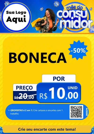 Modelo de Cartaz para Cartaz A4 Vertical com o tema Mês do Consumidor para Brinquedos