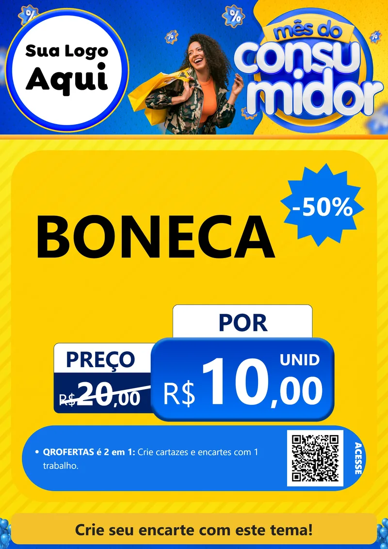 Modelo de Cartaz para Cartaz A4 Vertical com o tema Mês do Consumidor para Brinquedos