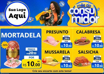 Modelo de Encarte para Encarte A4 Horizontal com o tema Mês do Consumidor para Frios e Laticínios