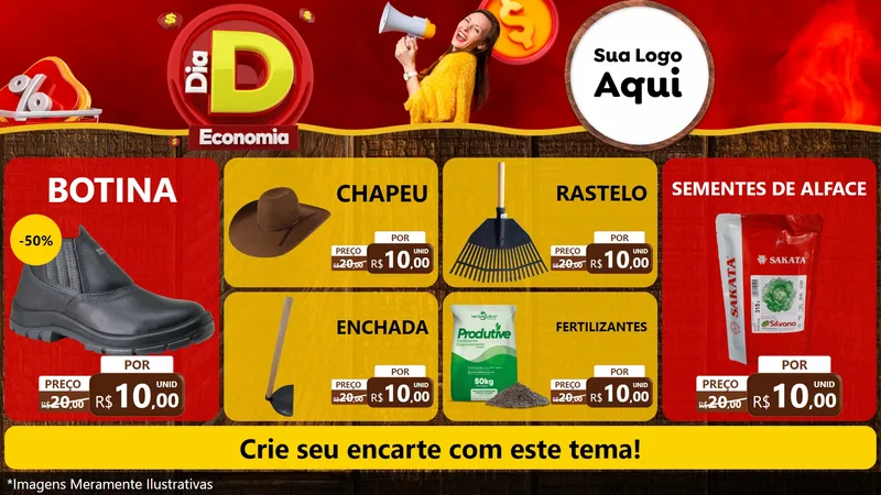 Modelo de TV para TV Horizontal com o tema Dia D Economia para Agropecuária