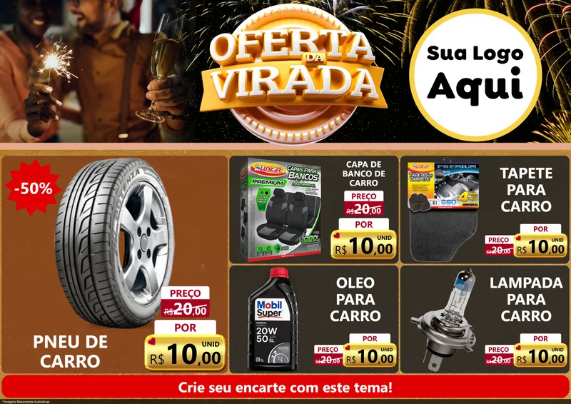 Modelo de Encarte para Encarte A4 Horizontal com o tema Oferta da Virada para Auto peças