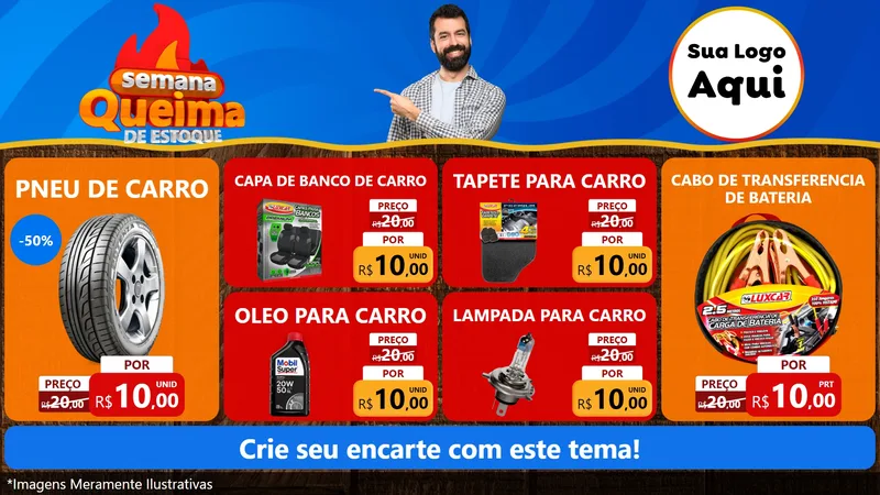 Modelo de TV para TV Horizontal com o tema Semana Queima de Estoque para Auto peças