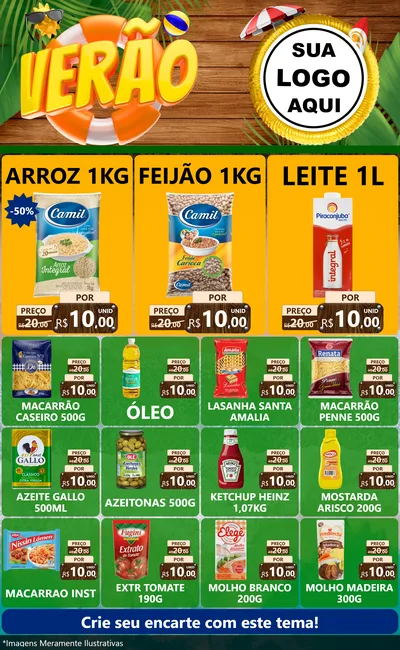 Modelo de Encarte para Encarte Grande com o tema Verão para Supermercado