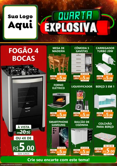 Modelo de Encarte para Encarte A4 Vertical com o tema Quarta Explosiva para Móveis e Eletro