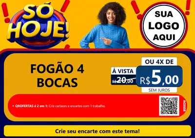 Modelo de Cartaz para Cartaz A4 Horizontal com o tema Só Hoje! para Móveis e Eletro