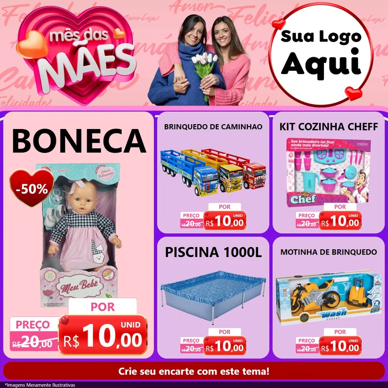 Modelo de Rede Social para Feed Facebook com o tema Mês Das Mães para Brinquedos