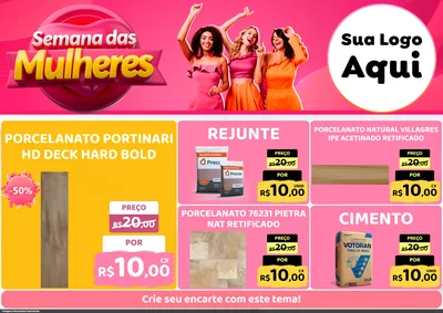 Modelo de Encarte para Encarte A4 Horizontal com o tema Semana das Mulheres para Pisos e revestimentos