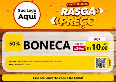 Modelo de Cartaz para Cartaz A4 Horizontal com o tema Fim de Semana Rasga Preços para Brinquedos