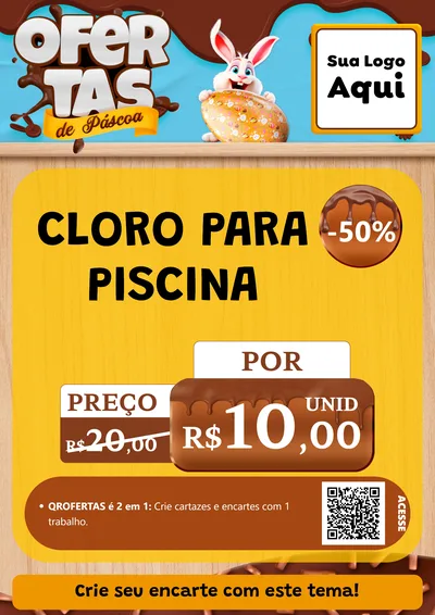 Modelo de Cartaz para Cartaz A4 Vertical com o tema Ofertas de Páscoa para Produtos para Piscina