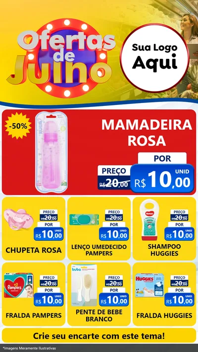 Modelo de Rede Social para Stories com o tema Ofertas de Julho para Bebês