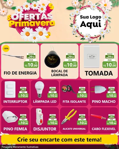 Modelo de Rede Social para Feed Instagram com o tema Ofertas de Primavera para Materiais Elétricos
