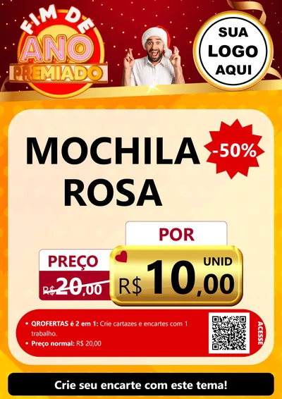 Modelo de Cartaz para Cartaz A4 Vertical com o tema Fim de Ano Premiado para Papelaria