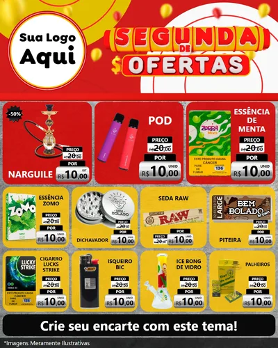 Modelo de Rede Social para Feed Instagram com o tema Segunda de Ofertas para Tabacaria