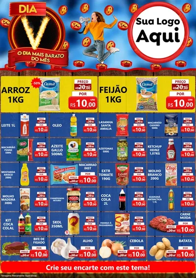 Modelo de Encarte para Encarte A4 Vertical com o tema Dia V - O Dia Mais Barato Do Mês para Supermercado